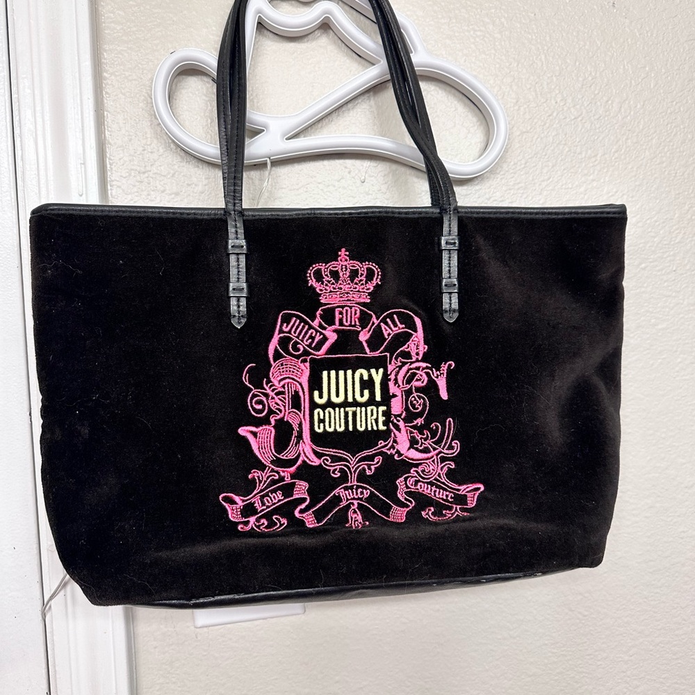 Juicy Couture Black Tote with Pink Embroidery